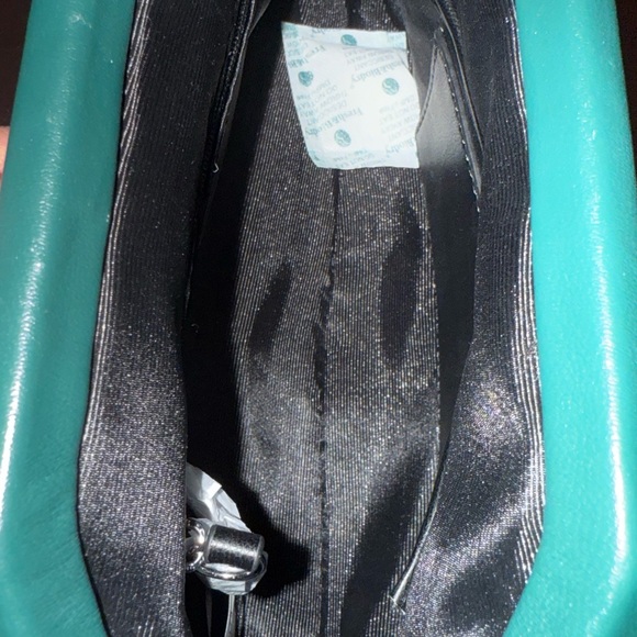 Dark Green Vince Camuto Genuine Leather Rhinestone Studded Crossbody Bag NWT - Picture 12 of 17